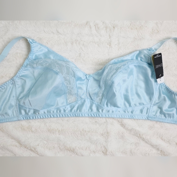 Lunaire Tricot and Lace Keyhole Wireless Bra 40D | style 1629 | Blue - Picture 3 of 8